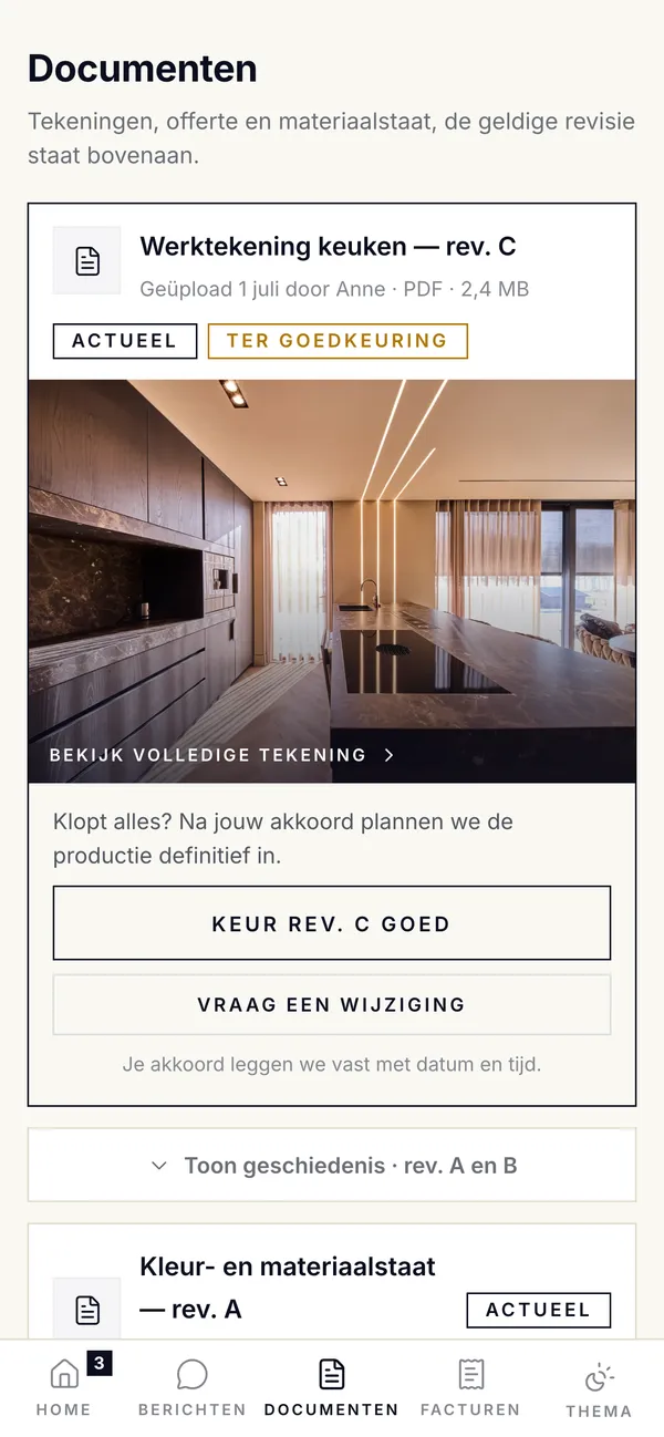 Klantportaal: tekeningen bekijken en goedkeuren
