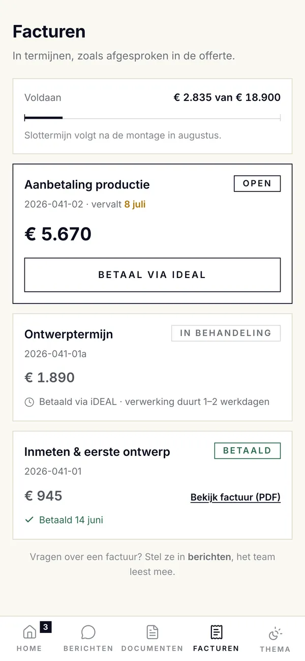 Klantportaal: facturen en termijnen